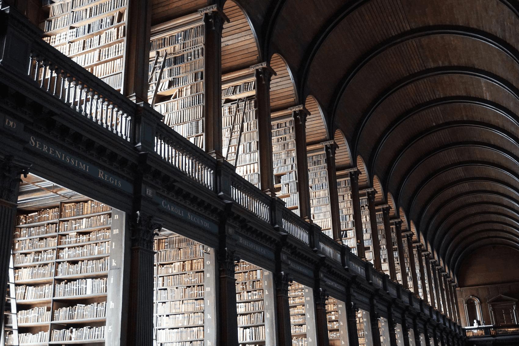 Photo of inside Trintity College Dublin library logo